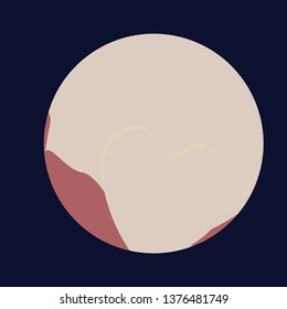 The flat Pluto planet vector isolated on dark blue background 