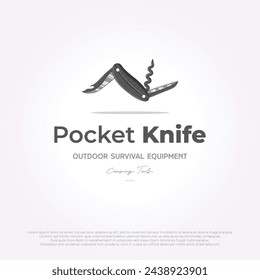 flat pocket knife camping logo icon survival vector swiss army illustration