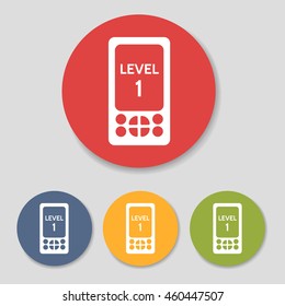 Flat pocket tablet game icons set vector illustration