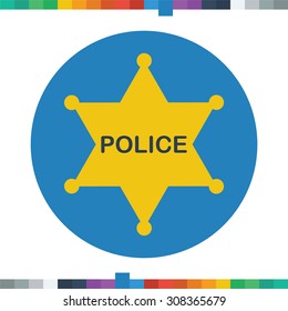 Flat police icon in a circle.