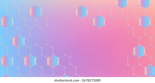 Abstracción poligonal plana con hexágonos, estilo químico o científico, representación 3D de fondo moderno