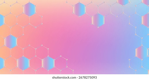 Abstracción poligonal plana con hexágonos, estilo químico o científico, representación 3D de fondo moderno