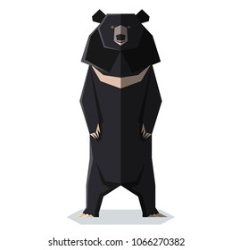Flat polygonal Asian black bear