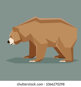 Flat polygonal Brown Bear