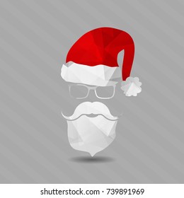 Flat Polygonal Design Vector Santa Claus Face