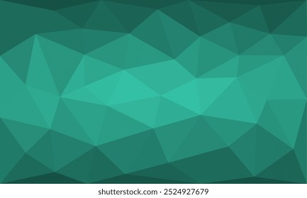 Flat polygonal gradient background. Modern geometric triangle pattern design elements in aqua green color