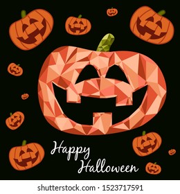 Flat and polygonal Halloween scary pumpkins.