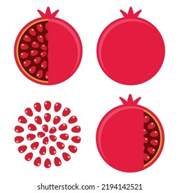 
Flat pomegranate vector illustration. Pomegranate seeds round pattern.