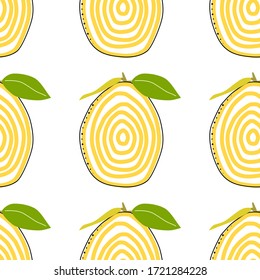 Flaches Pomelo-Frucht, nahtloser Hintergrund, Vektorgrafik. Exotische Früchte. Muster für gesundes Lifestyle-Design. Skandinavischer Stil. Vegetarische Sommerkulisse. Küchenkunst. Frische Poster.