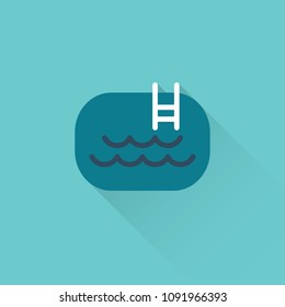 flat pool color icon on blue background
