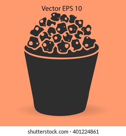 Flat pop corn icon