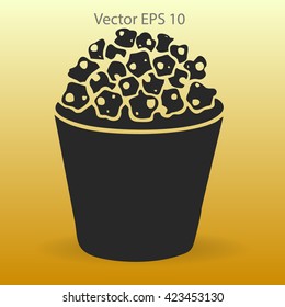 Flat pop corn icon
