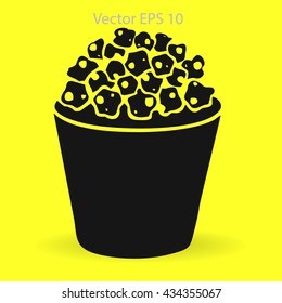 Flat pop corn icon