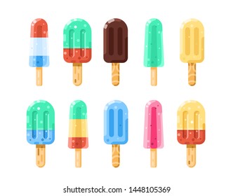 Flat Popsicles Isolated Vector collection