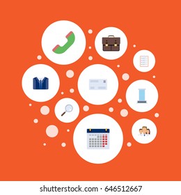 Flat Portfolio, Envelope, Costume And Other Vector Elements. Set Of Employment Flat Symbols Also Includes Unity, Case, Envelope Objects.