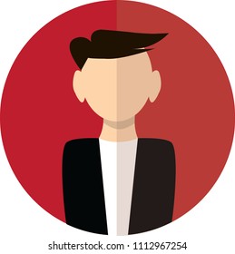 Flat portrait vector illustration of business casual Caucasian man in a red circle 