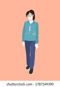 flacher Porträtvektor, Illustrationsdesign. arbeitende Frau einzeln auf Hintergrund.