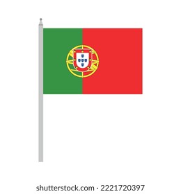 Flat portugal flag on pole vector illustration