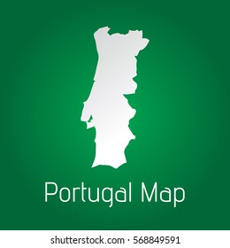 flat portugal map white with green background. vector eps.10