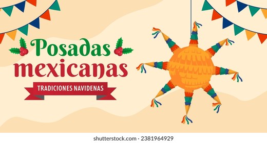 flat posadas mexicanas horizontal banner illustration