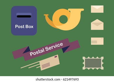 Flat postal service icons