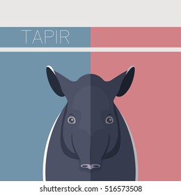 Flat postcard with Tapir