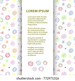 Flat poster or banner template with wax crayon drawing. Vector illustration.