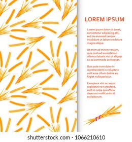 Flat poster or banner template with wheat. Vector illustration.