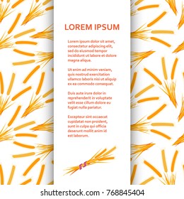 Flat poster or banner template with wheat. Vector illustration.