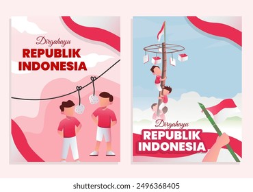 Flat Poster for Indonesian Independence Day