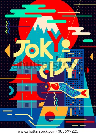 Flat poster. Tokyo City