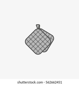 Flat pot holder icon for taking hot kitchen tools such as pots, pans, baking pan. Oven mittens.
