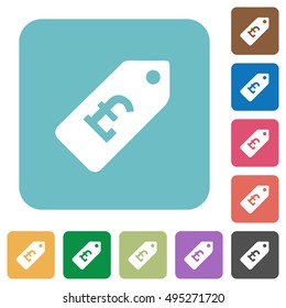 Flat Pound price label icons on rounded square color backgrounds.