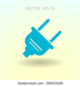 Flat a power plug  vector icon