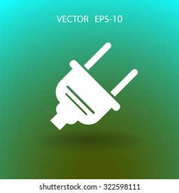 Flat a power plug  vector icon