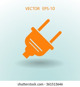 Flat a power plug  vector icon