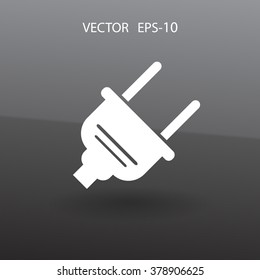 Flat a power plug  vector icon