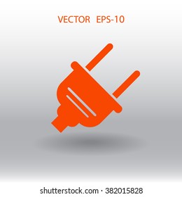 Flat a power plug  vector icon