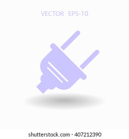 Flat a power plug  vector icon
