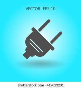 Flat a power plug  vector icon