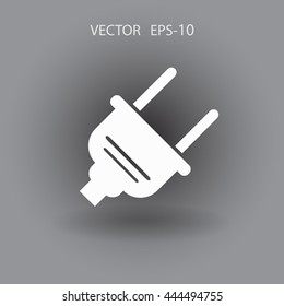 Flat a power plug  vector icon