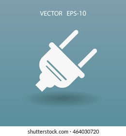 Flat a power plug  vector icon