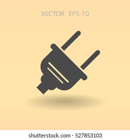 Flat a power plug  vector icon