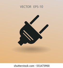 Flat a power plug  vector icon