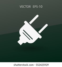 Flat a power plug  vector icon