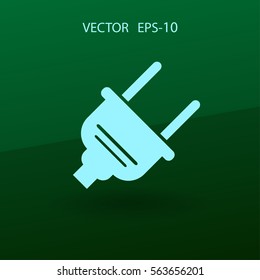 Flat a power plug  vector icon