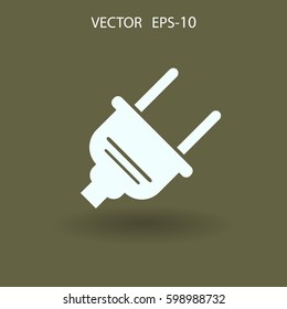 Flat a power plug  vector icon
