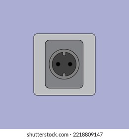 flat power socket icon with vector illustration