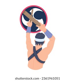 Flat premium illustration of a taiko player 