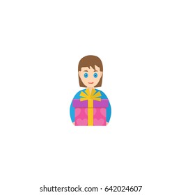 Flat Present Element. Vector Illustration Of Flat Gift To Mom Isolated On Clean Background. Can Be Used As Gift, Present And Mother Symbols.